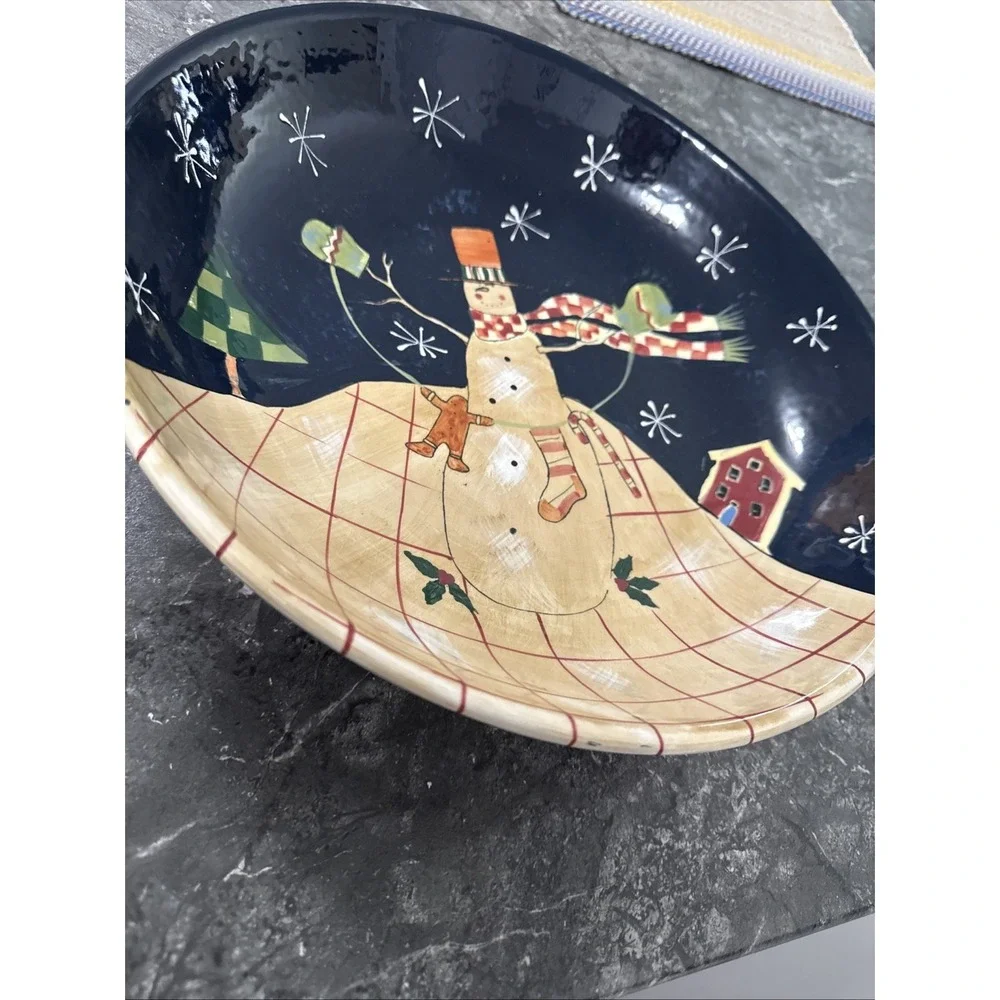 Certified International Susan Winger Snowman Large 13" Serving Bowl Holiday - Picture 2 of 5